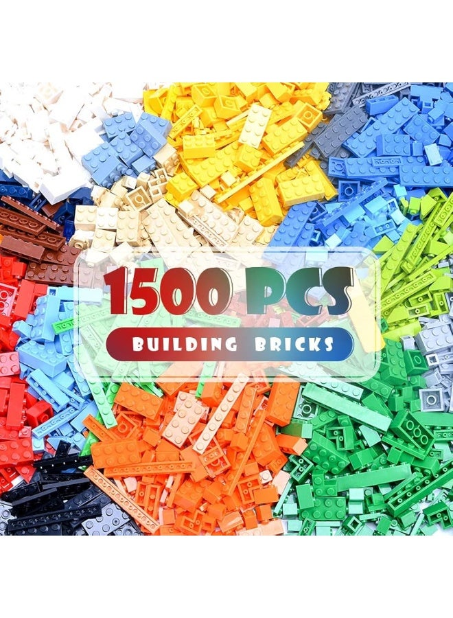 Lekebaby Classic 1500 Pieces Building Bricks Kit Basic Brick Set Classic Colors for Kids Creative Play, Compatible with All Major Brands, Gifts Educational Toy for Boys Girls 6 Years Old and Up