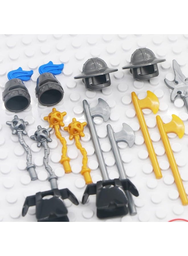 Knights People Accessories Building Block - Medieval Weapon Armor Swords Helmet Horse, Castle Knight Shield Spear, MOC Bricks Parts Toys Sets for Boys