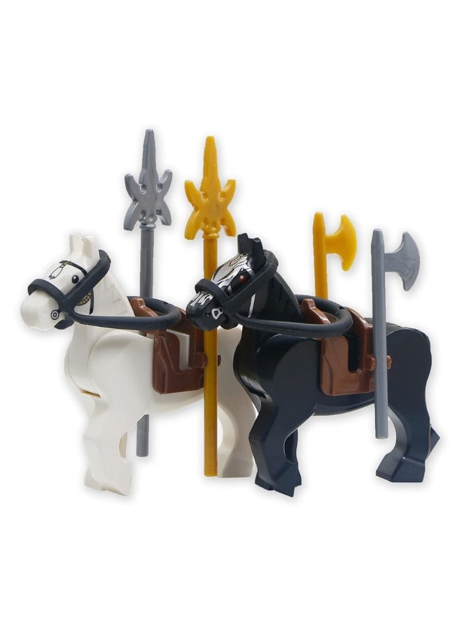 Knights People Accessories Building Block - Medieval Weapon Armor Swords Helmet Horse, Castle Knight Shield Spear, MOC Bricks Parts Toys Sets for Boys