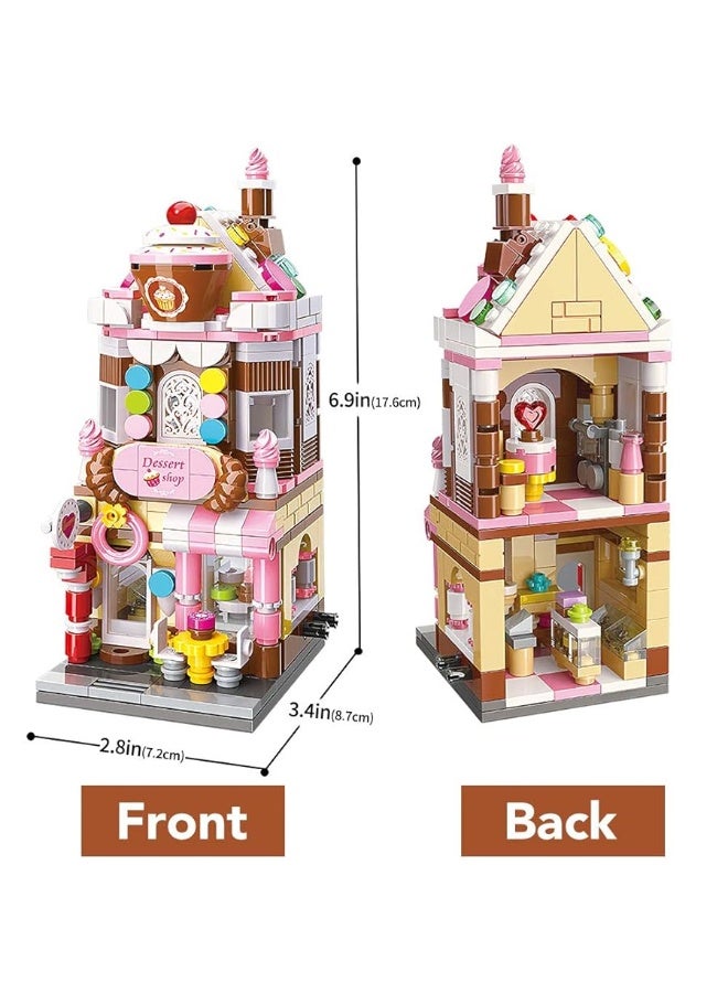 QMAN Girls Building Blocks Toy Dream Dessert House Building Kit Street-View Construction Educational Toy for Girls Age 6-12 and Up (344 Piece)