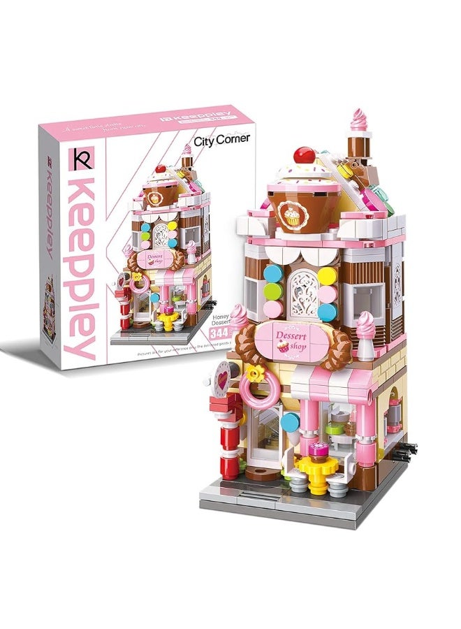 QMAN Girls Building Blocks Toy Dream Dessert House Building Kit Street-View Construction Educational Toy for Girls Age 6-12 and Up (344 Piece)