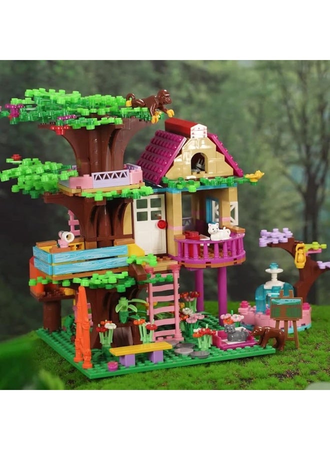 HOGOKIDS Tree House STEM Building Toy - Creative Construction Set 613PCS Forest House Building Bricks | Treehouse with Fountain and Animals, Building Block Toy for 6 7 8 9 10+ Girls Boys Best Gift
