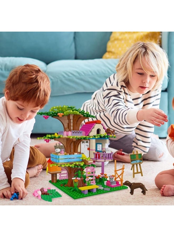 HOGOKIDS Tree House STEM Building Toy - Creative Construction Set 613PCS Forest House Building Bricks | Treehouse with Fountain and Animals, Building Block Toy for 6 7 8 9 10+ Girls Boys Best Gift