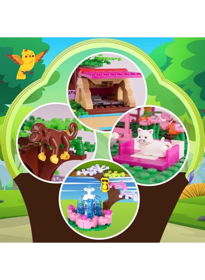 HOGOKIDS Tree House STEM Building Toy - Creative Construction Set 613PCS Forest House Building Bricks | Treehouse with Fountain and Animals, Building Block Toy for 6 7 8 9 10+ Girls Boys Best Gift