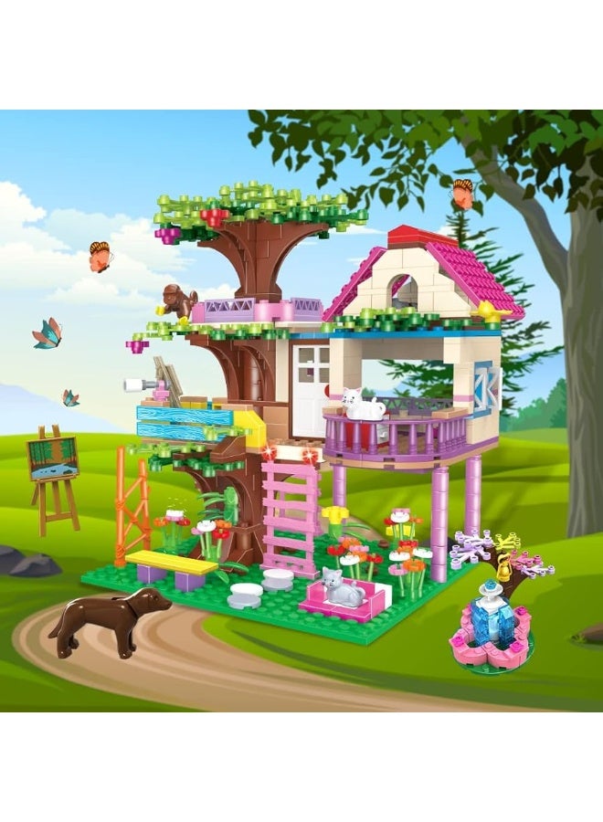 HOGOKIDS Tree House STEM Building Toy - Creative Construction Set 613PCS Forest House Building Bricks | Treehouse with Fountain and Animals, Building Block Toy for 6 7 8 9 10+ Girls Boys Best Gift
