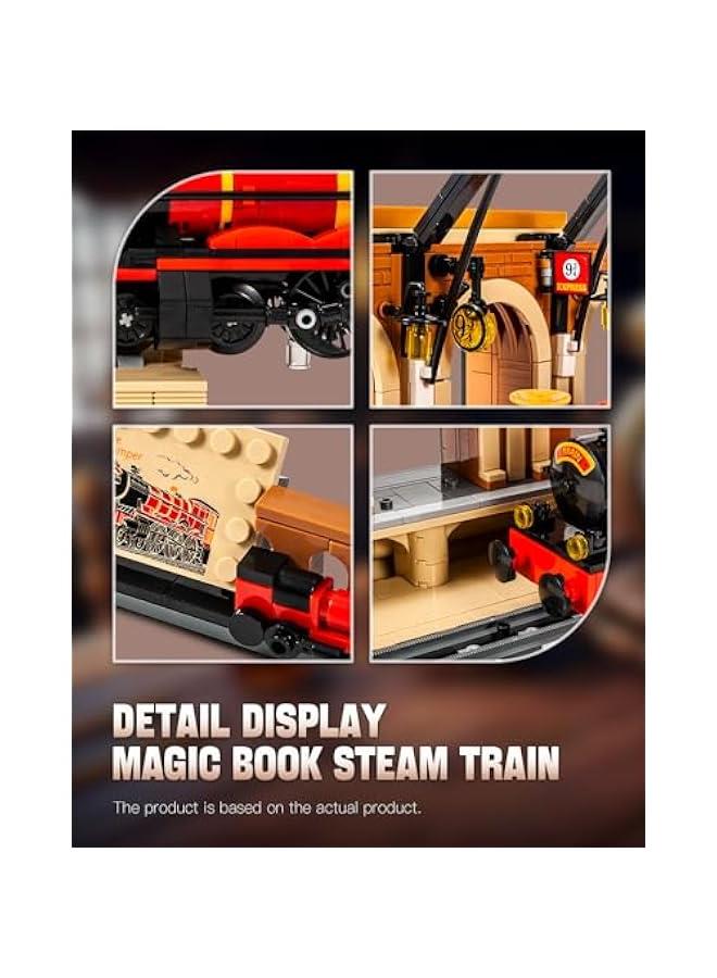 Magic Book Steam Train Building Blocks Set (929PCS), Collectible Steam Locomotive Engineering Construction Toys for Kids and Adult