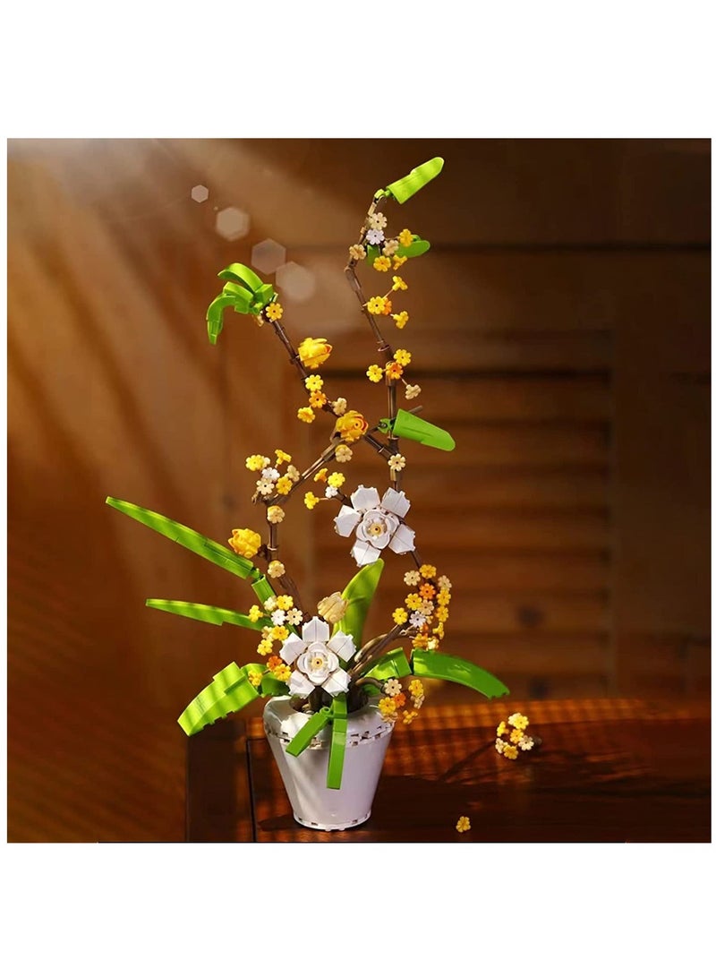 Flower Bouquet Building Kit Osmanthus Fragrans Bonsai Tree Toy Artificial Plant Building Creative Building Project for Adults Botanical Collection Compatible with Lego (430 Pieces)