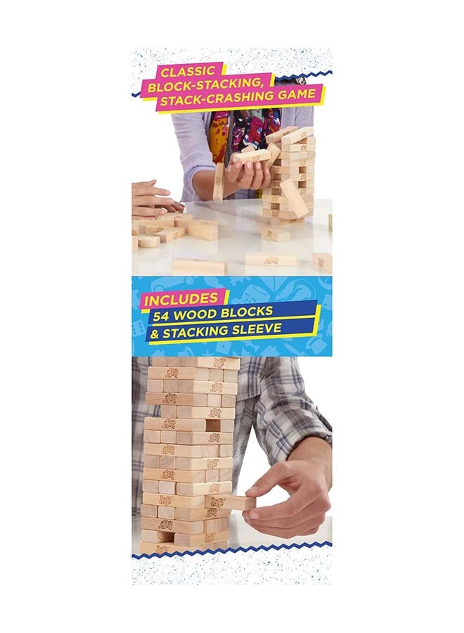 Classic Jenga Game With Genuine Hardwood Blocks, Jenga Brand Stacking Tower Game For Kids Ages 6 And Up 8.1x8.1x28cm