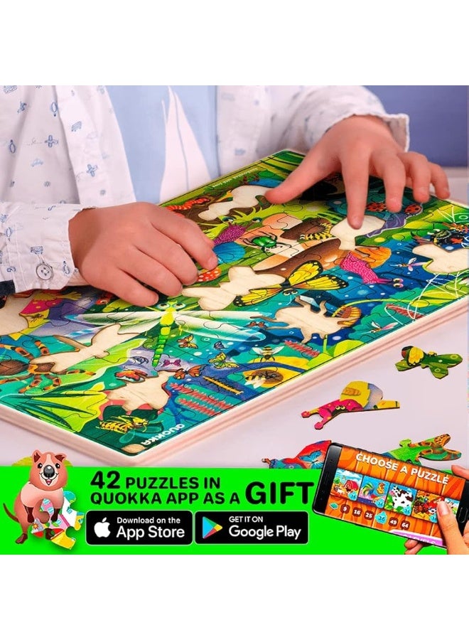 QUOKKA Wooden Puzzles for Kids Ages 4-6 â€“ 4 x 60 Piece Kids Puzzles Ages 4-8-10 Year Olds by QUOKKA - Jigsaw Learning Game with Animals Dinosaurs City for 3-5 yo Wood Toys for Boys and Girls