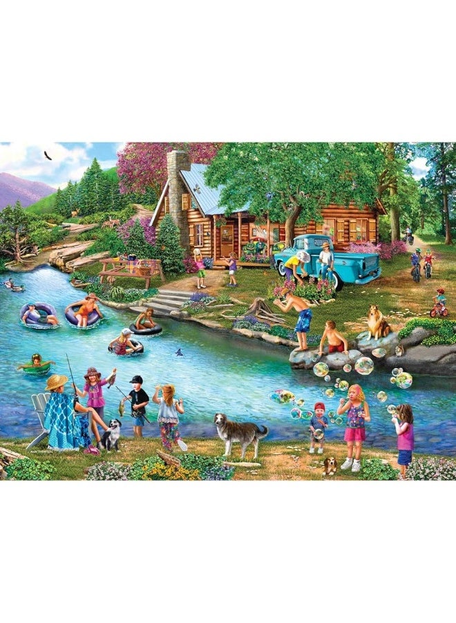 Bits and Pieces â€“ 4-in-1 Multi-Pack - 1000 Piece Jigsaw Puzzles for Adults â€“ 1000 pc River Escapades Puzzle Set Bundle by Artist Mary Thompson - 20