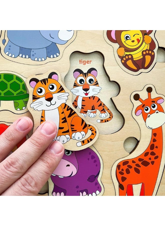 QUOKKA Toddler Puzzles Ages 2-4 â€“ Wooden Puzzles for Kids 1-3-5 Year Old â€“ Learning Travel Game with Numbers Animals Shapes â€“ Wood Educational Gift for Boys and Girls