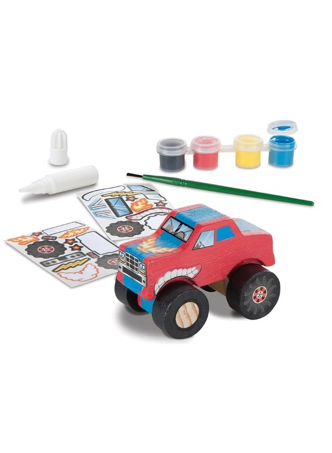 Melissa & Doug Created by Me! Monster Truck Wooden Craft Kit - Easter Basket Stuffers Easy To Assemble DIY For Kids