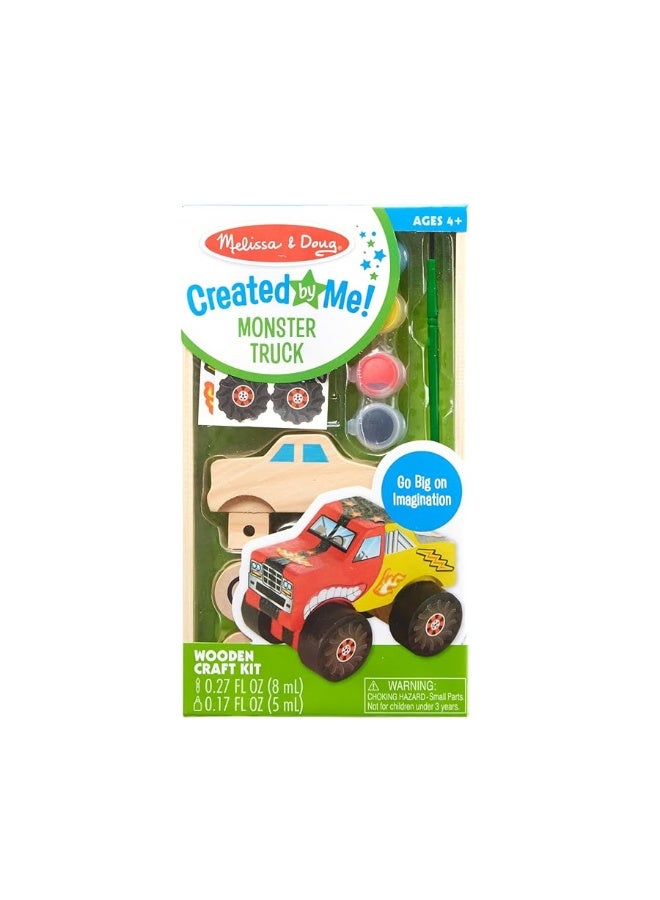 Melissa & Doug Created by Me! Monster Truck Wooden Craft Kit - Easter Basket Stuffers Easy To Assemble DIY For Kids