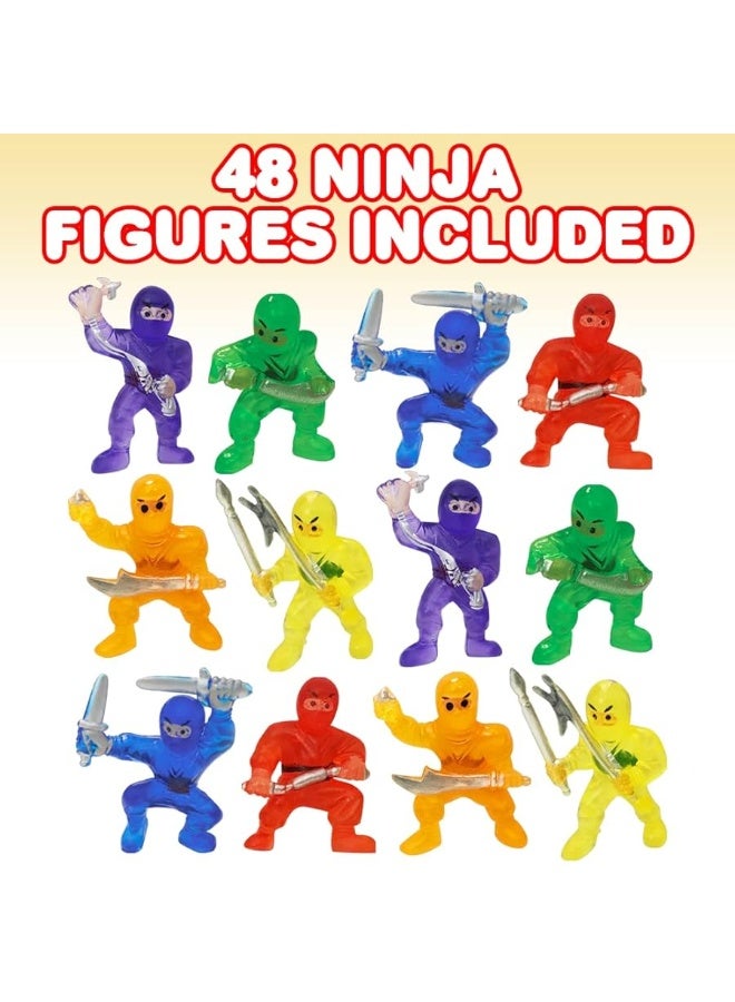 ArtCreativity Mini Ninja Figurines, Pack of 48, Assorted Colors Plastic Action Figures, Little Ninja Warriors in Assorted Poses, Cool Cupcake Topper, Goodie Bag Fillers & Party Favors for Kids