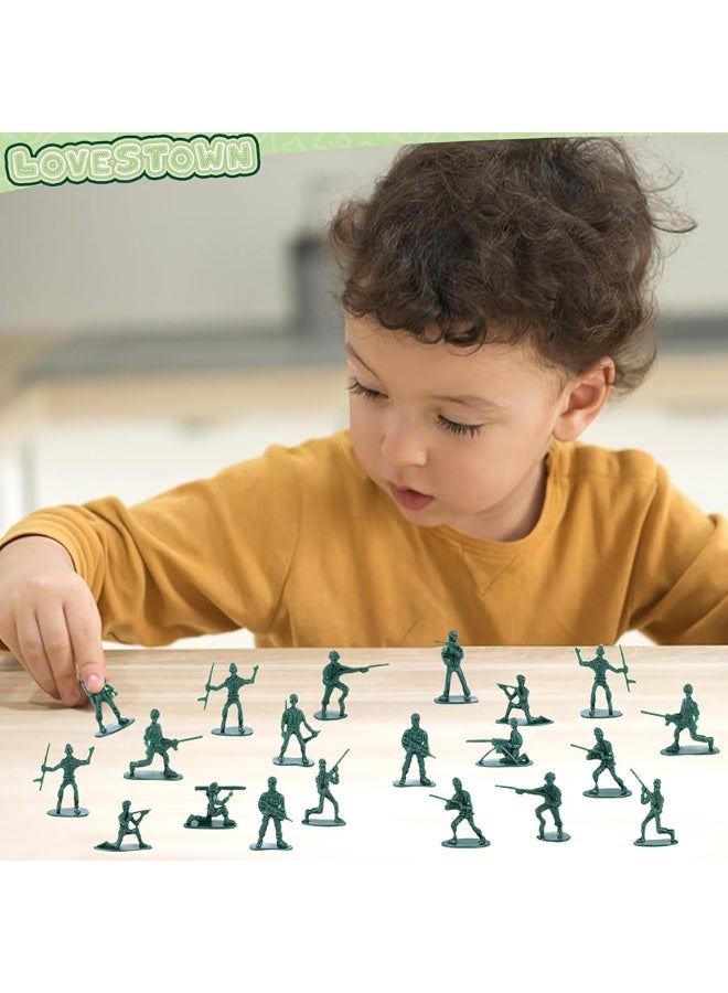 LovesTown 200PCS Army Men Toy Soldiers Green Soldier Figures Plastic Army Men Playset 10 Poses for Boys Birthday Gift