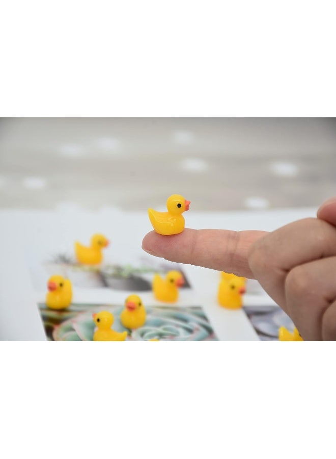 70 Pcs Tiny Ducks Mini Resin Ducks Miniature Ornaments for Slime, Dollhouse, Garden Decoration(Yellow)