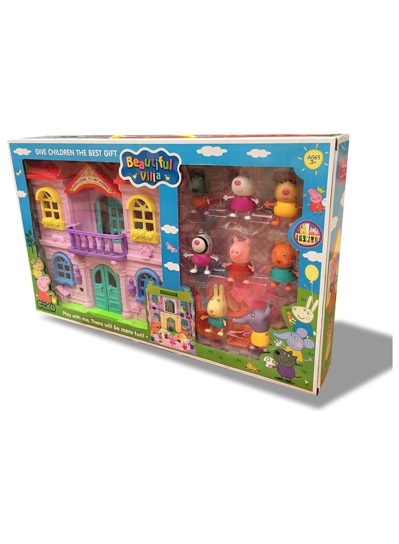 Beautiful Villa House With 8 Figures, Best Gift For Kids Ages 3+