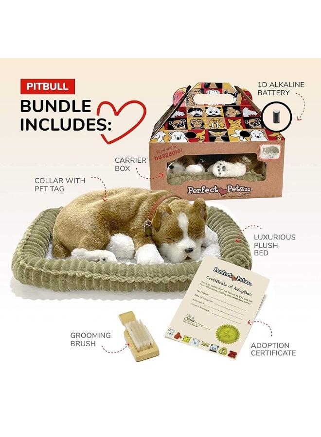 Original Petzzz Pit Bull Realistic, Lifelike Stuffed Interactive Pet Toy, Companion Pet Dog with 100% Handcrafted Synthetic Fur