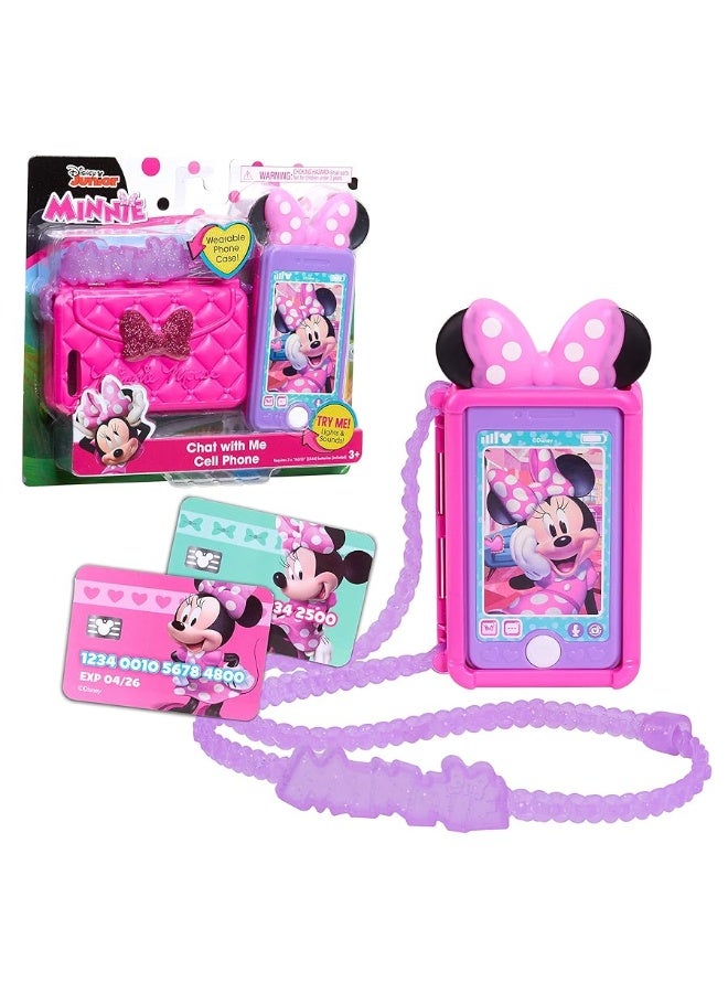 Disney Junior Minnie Mouse Chat with Me Pretend Play Cell Phone Set, Lights and Sounds, Officially Licensed Kids Toys for Ages 3 Up by Just Play