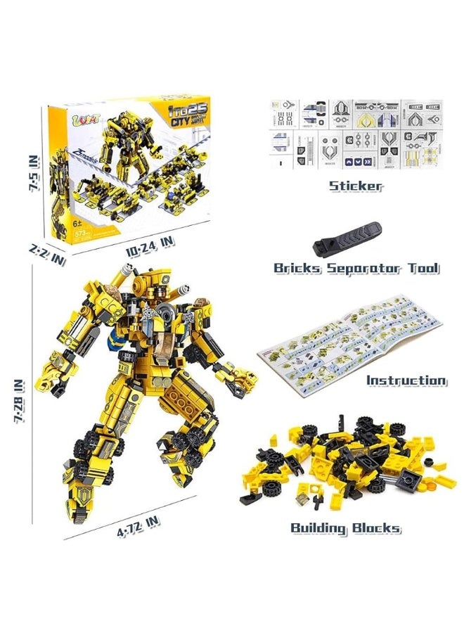 Robot STEM Building Toys for 6 Year Old Boys, 573 pcs Construction Toy Engineering Building Bricks Construction Vehicles Kit Best Gift for Kids Age 6 7 8 9 10 11 Year Old 1