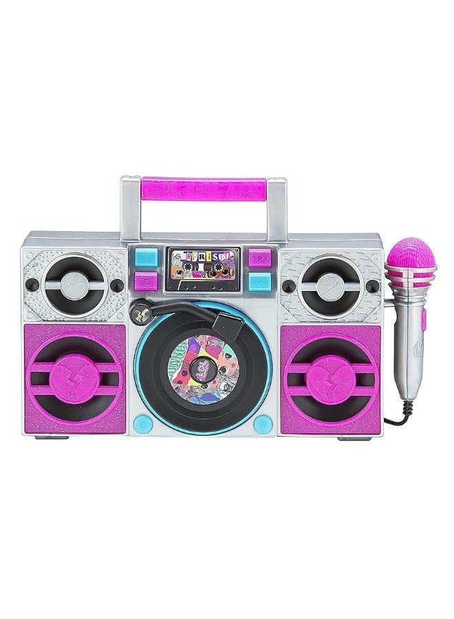 LOL Surprise OMG Remix Karaoke Machine Sing Along Boombox with Real Karaoke Microphone for Kids, Built in Music, Flashing Lights, Record, Turntable with Sound Effects, Connect Device