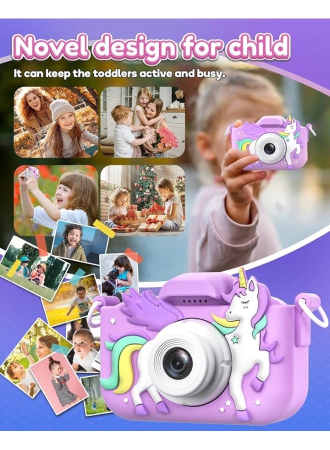 Seckton Kids Camera Toys for Girls Ages 3-8, Children Digital Video Camera with Protective Silicone Cover, Christmas Birthday Gifts for 3 4 5 6 7 8 Year Old Girls with 32GB SD Card