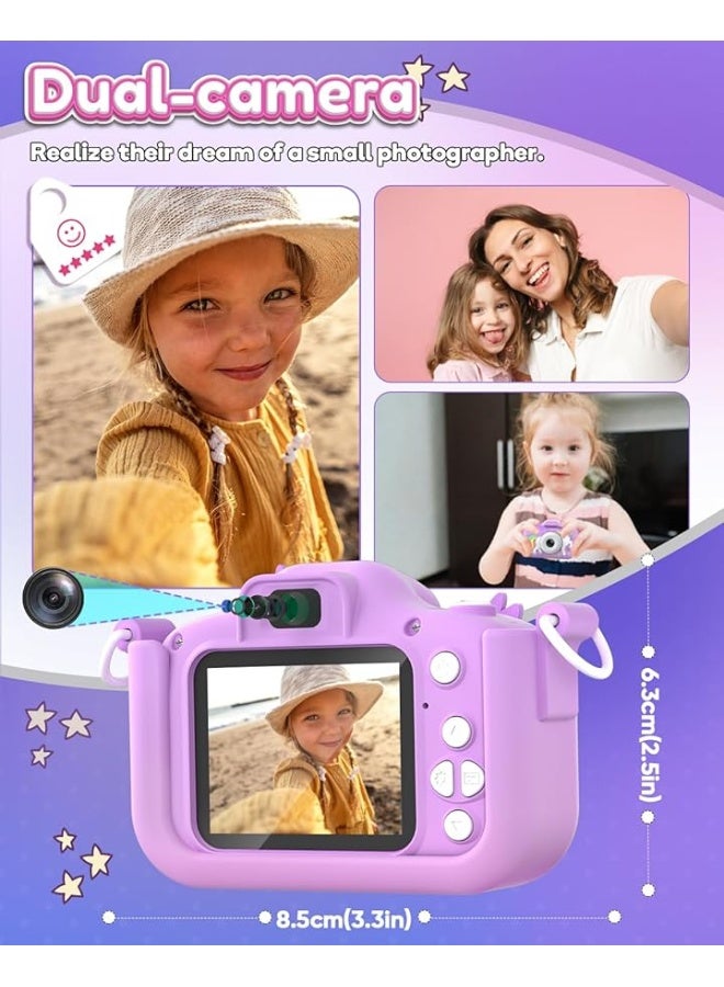 Seckton Kids Camera Toys for Girls Ages 3-8, Children Digital Video Camera with Protective Silicone Cover, Christmas Birthday Gifts for 3 4 5 6 7 8 Year Old Girls with 32GB SD Card