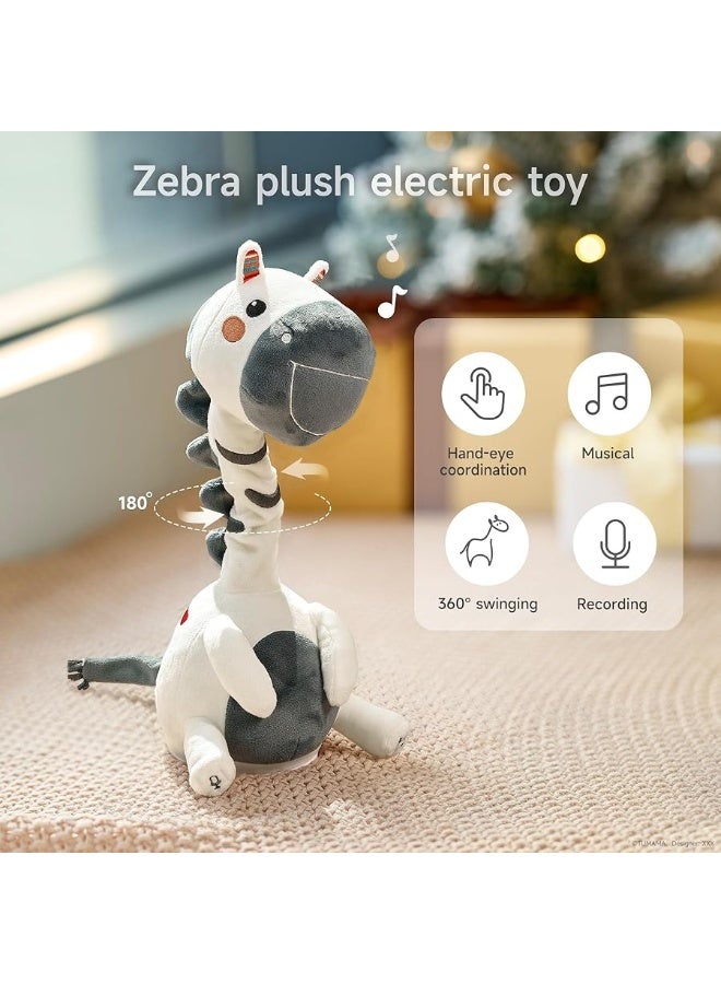 TUMAMA Singing Talking Dancing Toy, Mimicking Twisting Electronic Soft Plush Zebra Toy with Recording & Repeating What You Say, Singing Interactive Toddler Toys for Boys Girls Gifts