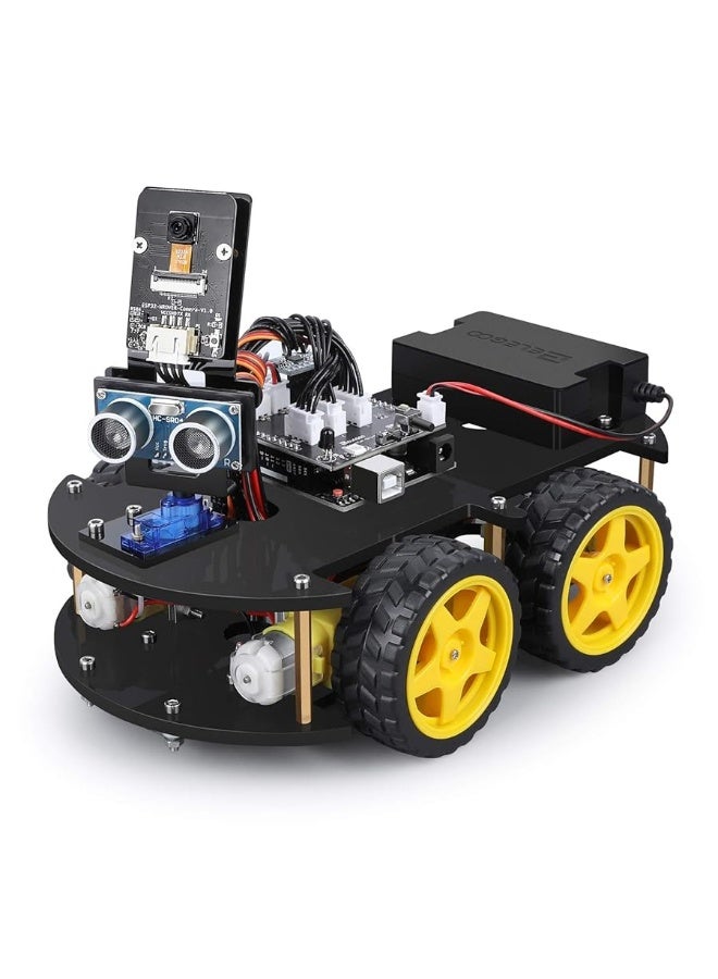 ELEGOO UNO R3 Smart Robot Car Kit V4 for Arduino, Line Tracking Module, Ultrasonic Sensor, STEM Toys for Boys, Girls, Science/Coding/Building/Electronic Kit, Gifts for Kids, Teens, Adults, Cool Gadget