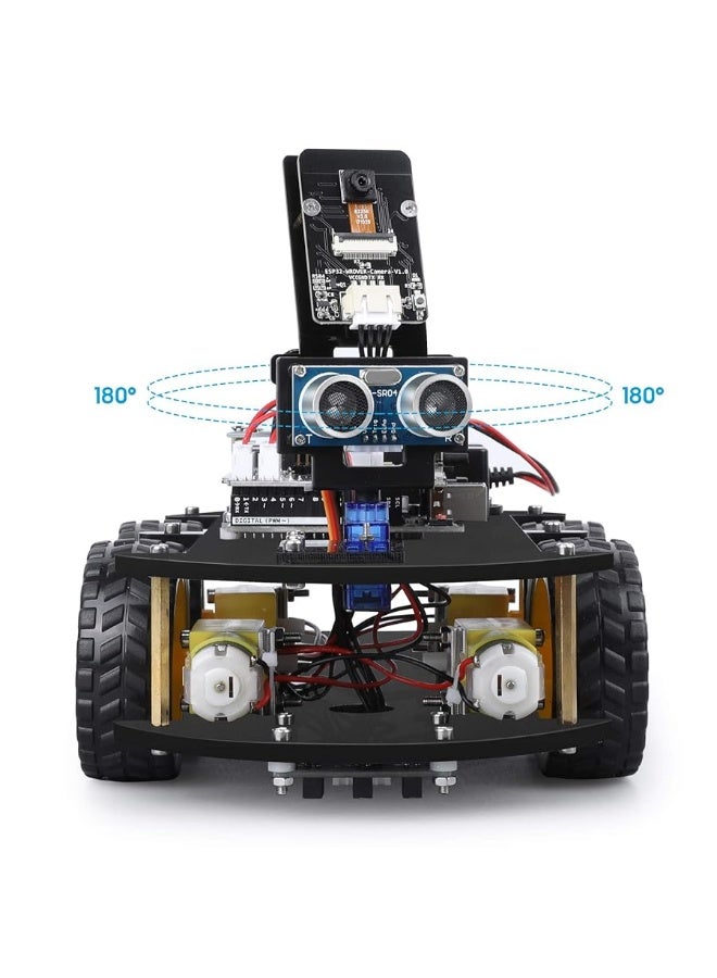 ELEGOO UNO R3 Smart Robot Car Kit V4 for Arduino, Line Tracking Module, Ultrasonic Sensor, STEM Toys for Boys, Girls, Science/Coding/Building/Electronic Kit, Gifts for Kids, Teens, Adults, Cool Gadget