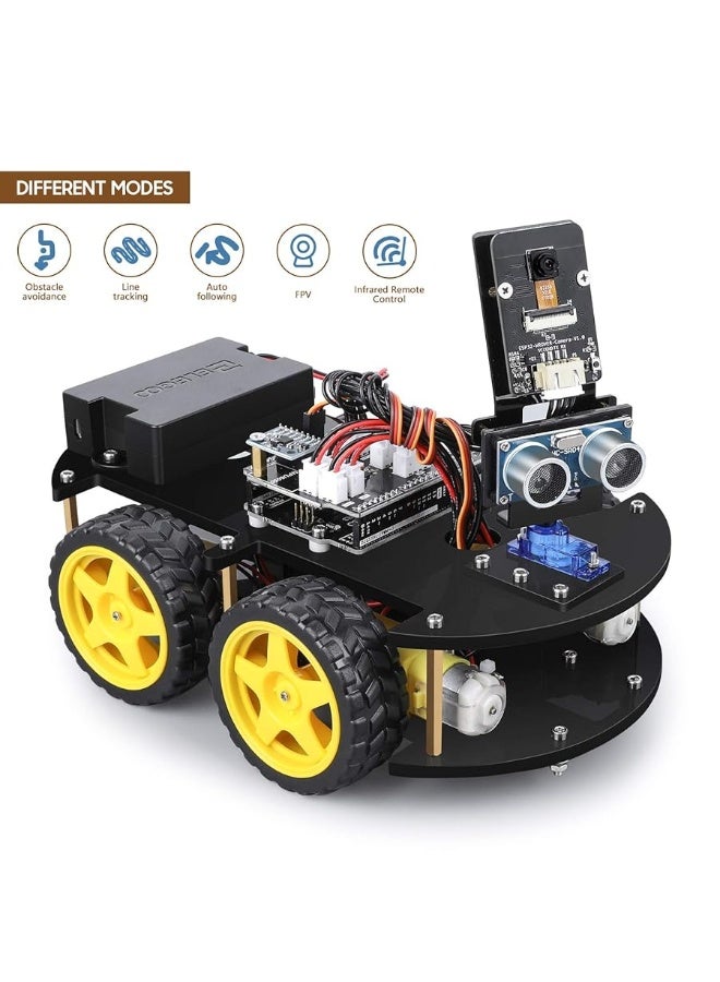 ELEGOO UNO R3 Smart Robot Car Kit V4 for Arduino, Line Tracking Module, Ultrasonic Sensor, STEM Toys for Boys, Girls, Science/Coding/Building/Electronic Kit, Gifts for Kids, Teens, Adults, Cool Gadget