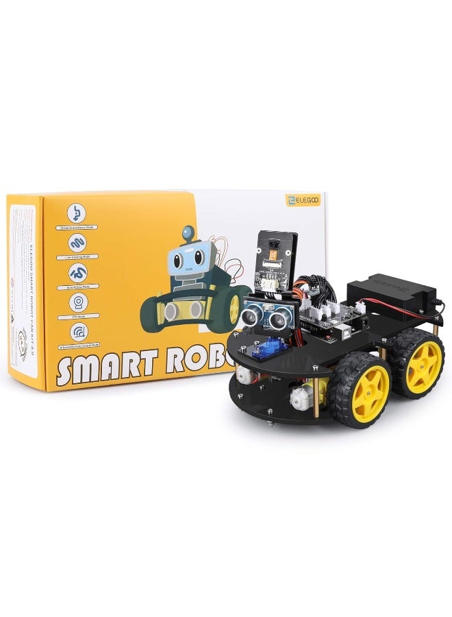 ELEGOO UNO R3 Smart Robot Car Kit V4 for Arduino, Line Tracking Module, Ultrasonic Sensor, STEM Toys for Boys, Girls, Science/Coding/Building/Electronic Kit, Gifts for Kids, Teens, Adults, Cool Gadget