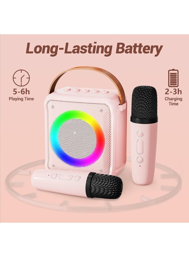 Ankuka Toys Karaoke Microphone Machine for Girls, 4-12 Years Old Girls Birthday Gifts, Portable Speaker with 2 Microphones for Kids Age 3, 4, 5, 6, 7, 8, 9, 10+Year Old(Pinkcolor)