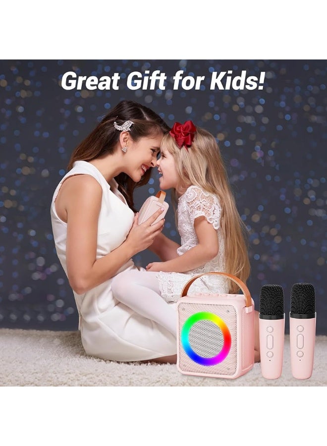 Ankuka Toys Karaoke Microphone Machine for Girls, 4-12 Years Old Girls Birthday Gifts, Portable Speaker with 2 Microphones for Kids Age 3, 4, 5, 6, 7, 8, 9, 10+Year Old(Pinkcolor)