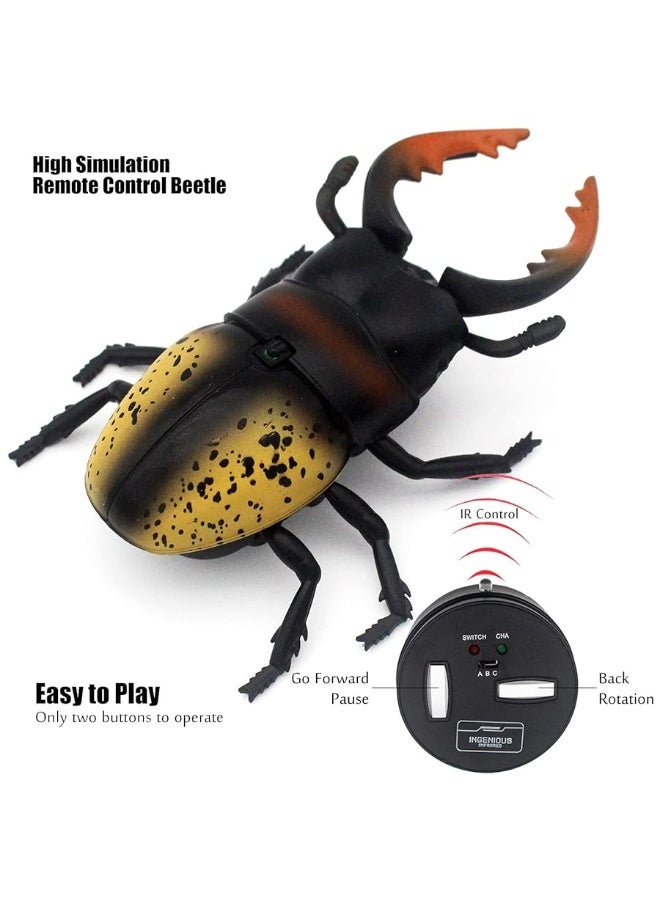 Tipmant RC Beetle Remote Control Insects Realistic Electronic Simulation Climber Animal Prank Toy Vehicle Kids Birthday Gifts (Yellow)