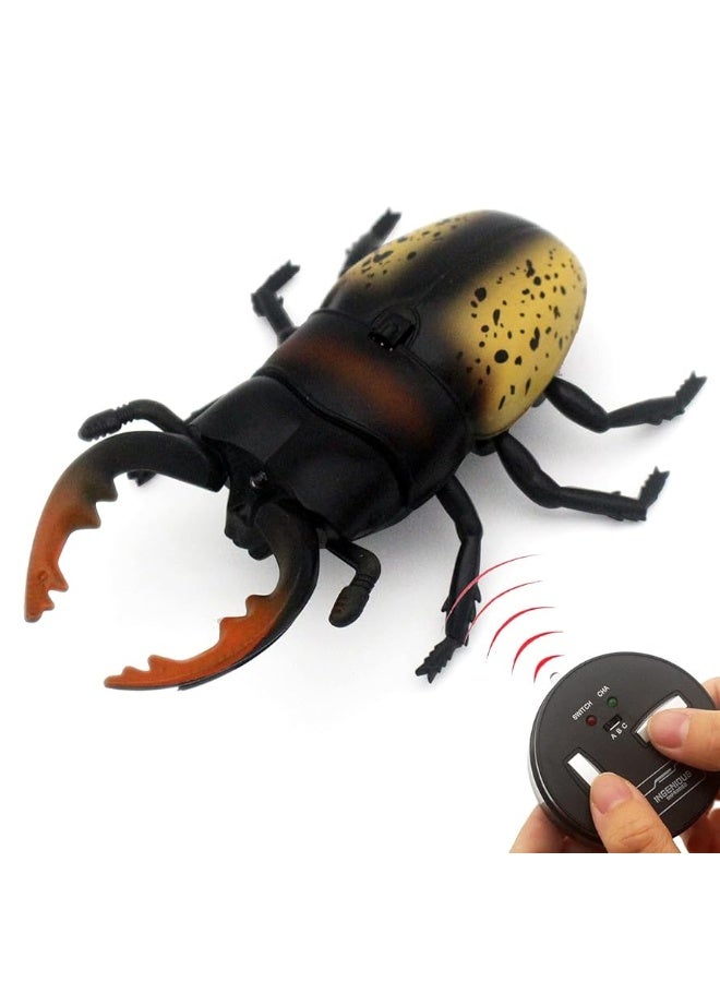 Tipmant RC Beetle Remote Control Insects Realistic Electronic Simulation Climber Animal Prank Toy Vehicle Kids Birthday Gifts (Yellow)