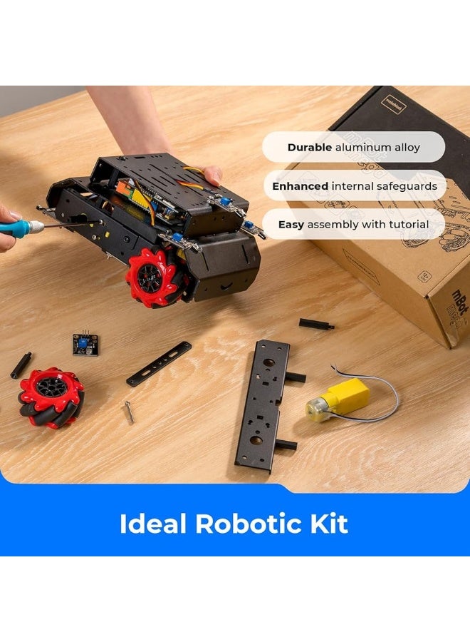 Makeblock mBot Mega Robot Kit with Mecanum Wheels, Programmable Robotics Kit Compatible with Arduino IDE and Raspberry Pi for Teens & Adults, Robotics Gift for Learning Coding, Robotics, Electronics