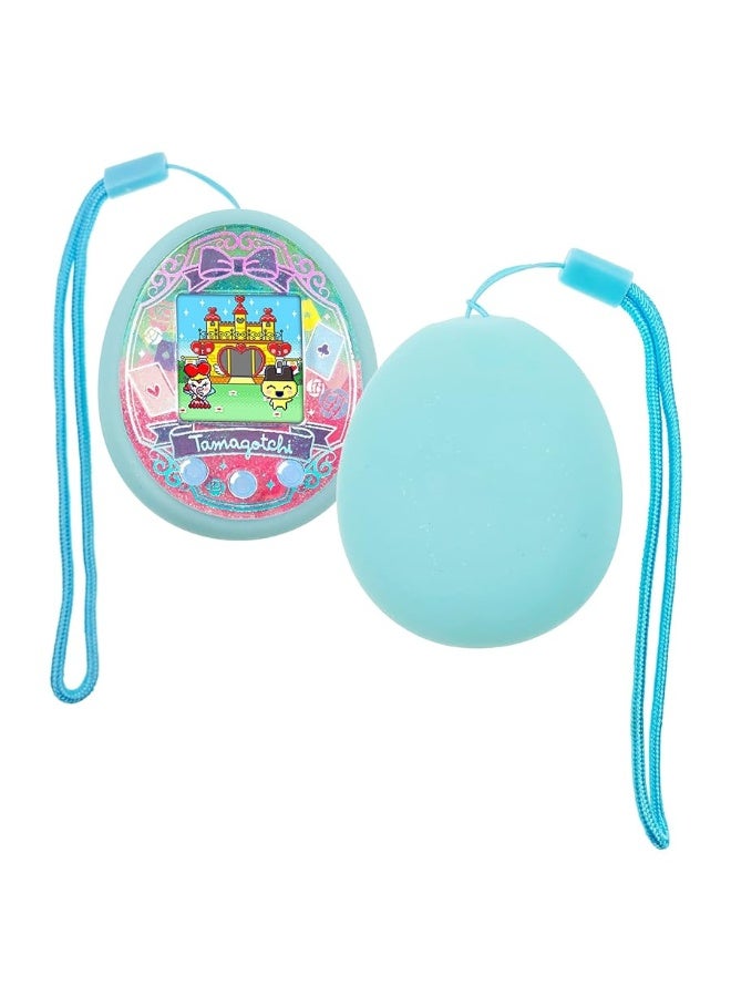 Xcivi Silicone Cover and Lanyard for Tamagotchi On/ Meets/ Mitsu/ m!x/4U/m.x Virtual Interactive Pet Game Machine, Updated Version Without Cat Ears (Blue)