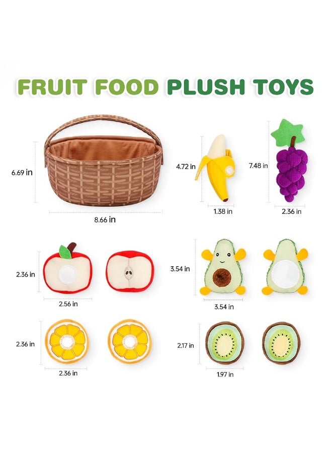 Jollybaby Plush Fruit Basket Play Food Toys Set for Toddler 1-3, Montessori Pretend Food Kitchen Sensory Toys for Kids 2 Year Old, Learning Resources Farmers Market Toys for Baby Gift 18-24 Months