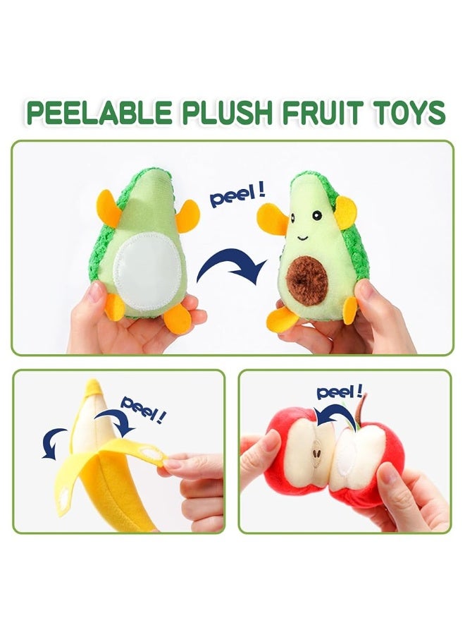 Jollybaby Plush Fruit Basket Play Food Toys Set for Toddler 1-3, Montessori Pretend Food Kitchen Sensory Toys for Kids 2 Year Old, Learning Resources Farmers Market Toys for Baby Gift 18-24 Months