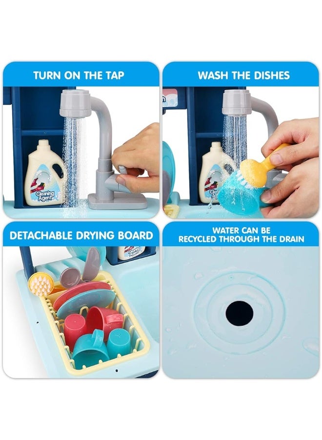 STEAM Life Blue Kids Kitchen Sink Toy, Color Changing Kids Play Sink with Running Water, Toddler Kitchen Playset, Toddler Pretend Play, Toddler Sink Toy Kitchen Accessories, Kids Dishwasher