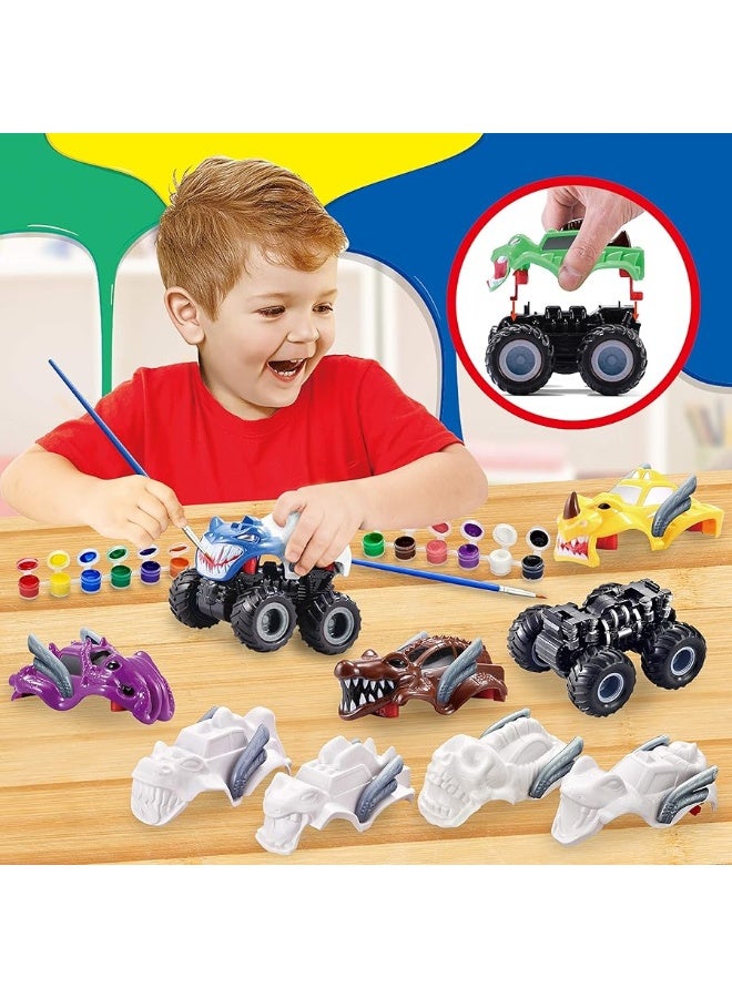 JOYIN Kids Craft Kit Build & Paint Your Own Monster Car Art & Craft Kit DIY Toy Set Make Your Own Monster Friction Powered Truck, Presents for Kids