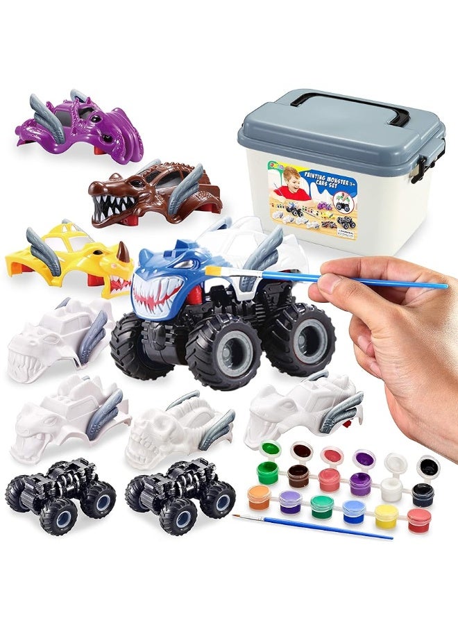 JOYIN Kids Craft Kit Build & Paint Your Own Monster Car Art & Craft Kit DIY Toy Set Make Your Own Monster Friction Powered Truck, Presents for Kids