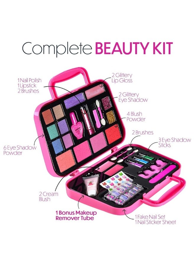 Toysical Kids Makeup Kit for Girl - Real, Non Toxic Makeup for Kids kit with Remover, Washable Toddler Makeup Kit - Princess Birthday Gift Pretend Play Makeup for Ages 3 4 5 6 7 8 9 10 Years Old