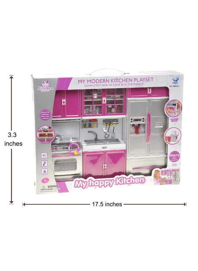 PowerTRC Modern Kitchen Toy Playset: Deluxe Kit Adventure, Lights, Sound, and Battery Operated | Includes Fridge, Freezer, Oven, Stove, and Sink for Endless Fun!