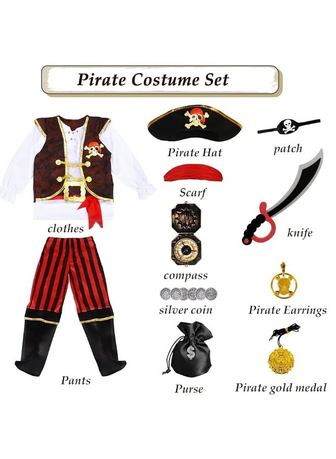 G.C Pirate Costume for Kids Pretend Role Play Dress Up Party Favors Deluxe Toys Gift Pirate Set for Children Toddler