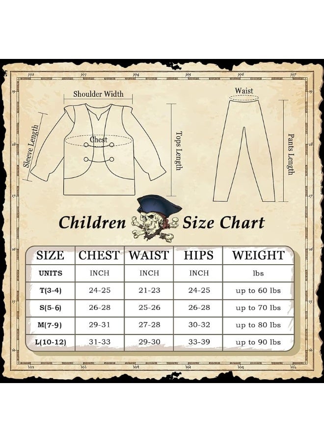 G.C Pirate Costume for Kids Pretend Role Play Dress Up Party Favors Deluxe Toys Gift Pirate Set for Children Toddler