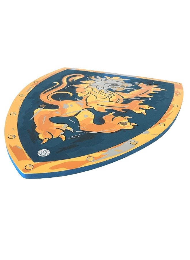 Liontouch Noble Knight Shield, Blue/Small | Medieval Pretend Play Foam Toy for Children with Golden Lion Theme | Safe Weapons & Battle Armor for Dress Up & Costumes