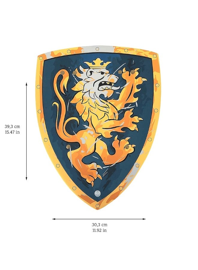 Liontouch Noble Knight Shield, Blue/Small | Medieval Pretend Play Foam Toy for Children with Golden Lion Theme | Safe Weapons & Battle Armor for Dress Up & Costumes