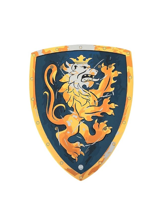 Liontouch Noble Knight Shield, Blue/Small | Medieval Pretend Play Foam Toy for Children with Golden Lion Theme | Safe Weapons & Battle Armor for Dress Up & Costumes